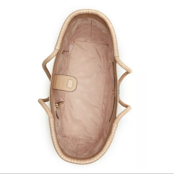 Tory Burch Taylor Tote Leather Shoulder Bag Shopper Handbag in Devon Sand - Picture 5 of 7